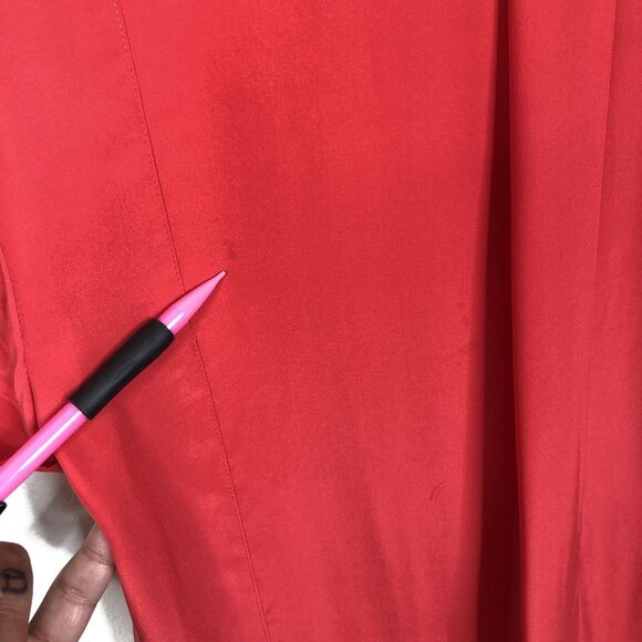 FRAME 100% Silk Blood Orange Lace Up Mini Shirt Dress W/ Pockets Size Small - Picture 6 of 11